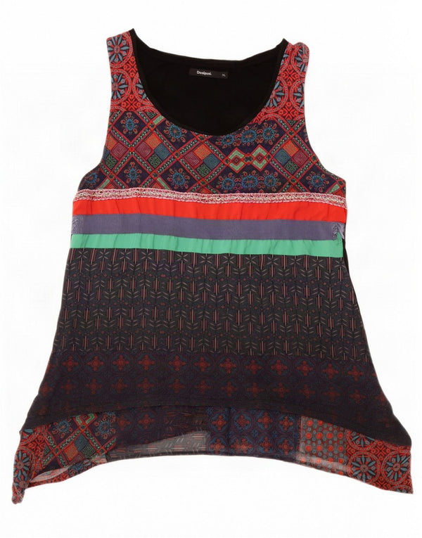 Desigual Womens Sleeveless Tunic Top UK 18 XL Multicoloured Patchwork