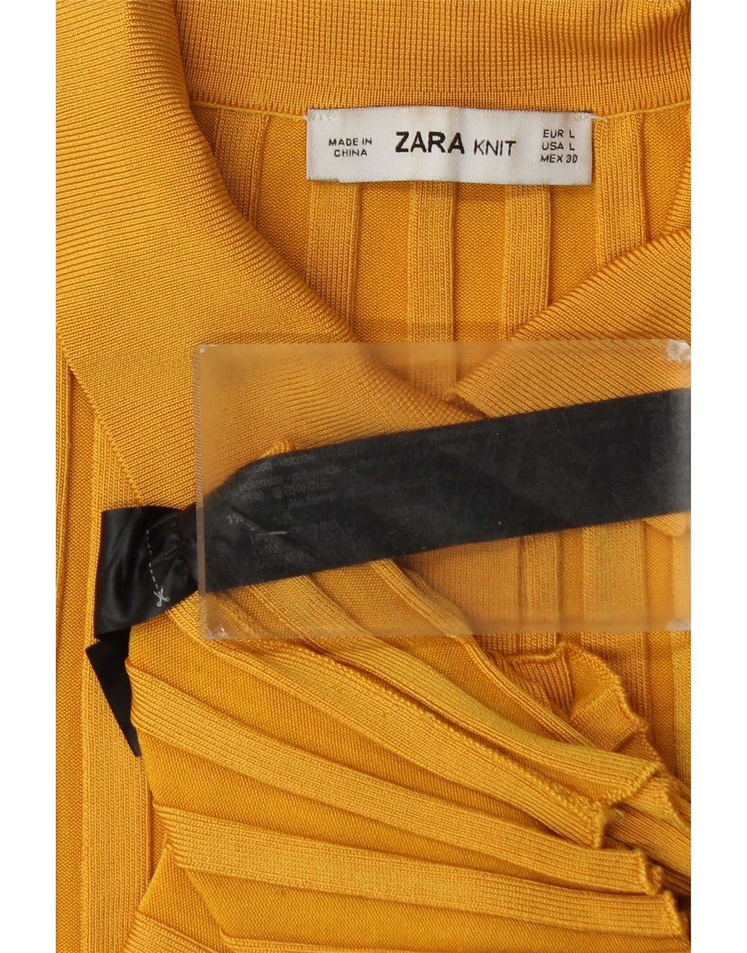 Zara Dame Polo Shirt UK 14 Large Yellow Viscose