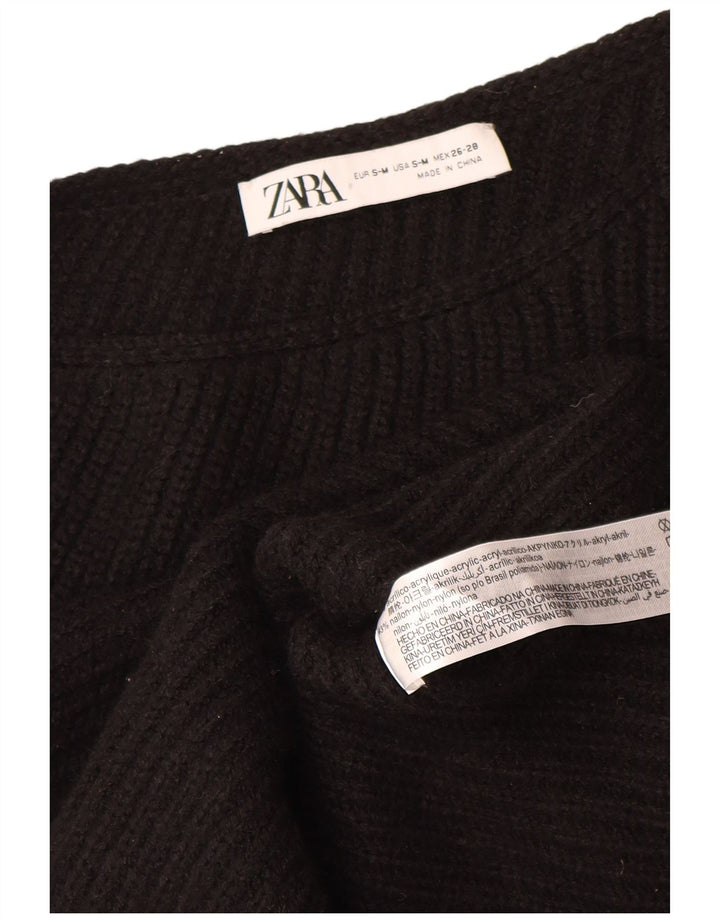 Zara Womens One Shoulder Jumper Dress UK 14 Medium Black Acryl