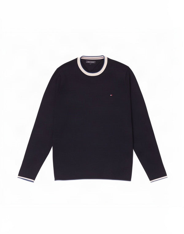 Tommy Hilfiger Herre Top Langærmet Large Navy Blue Colourblock