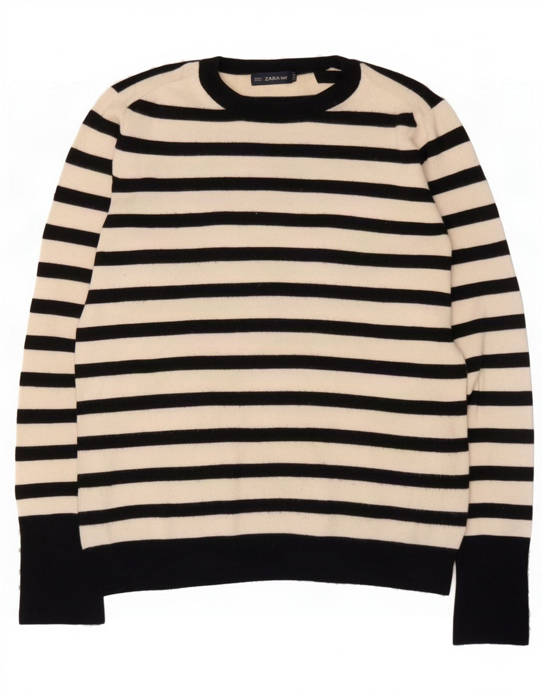 Zara Dame Jumper Sweater UK 14 Stor hvid stribet
