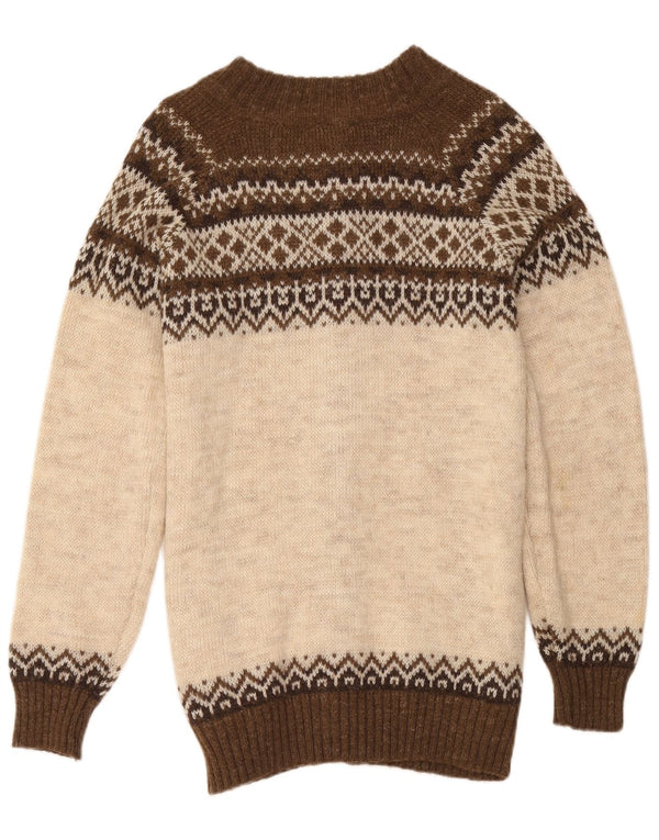 Gianni Abra Dame Longline Cardigan Sweater IT 52 2XL Brown Fair Isle