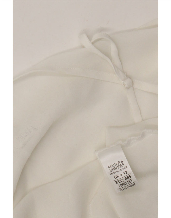 Marks & Spencer Dame Se Through Cami Top UK 12 Medium White Polyester