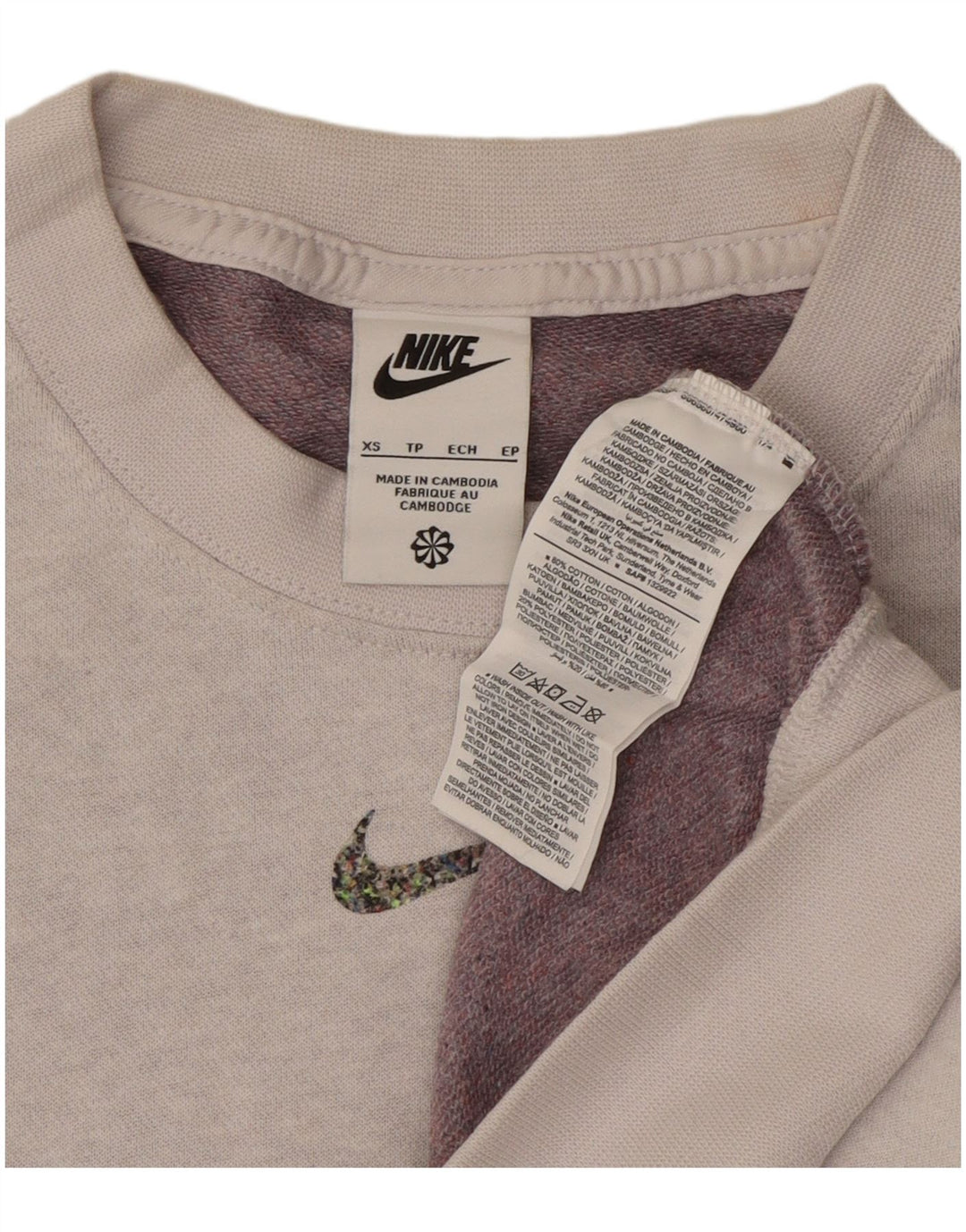 NIKE Womens Oversized Crop Sweatshirt Jumper UK 6 XS Grey Cotton
