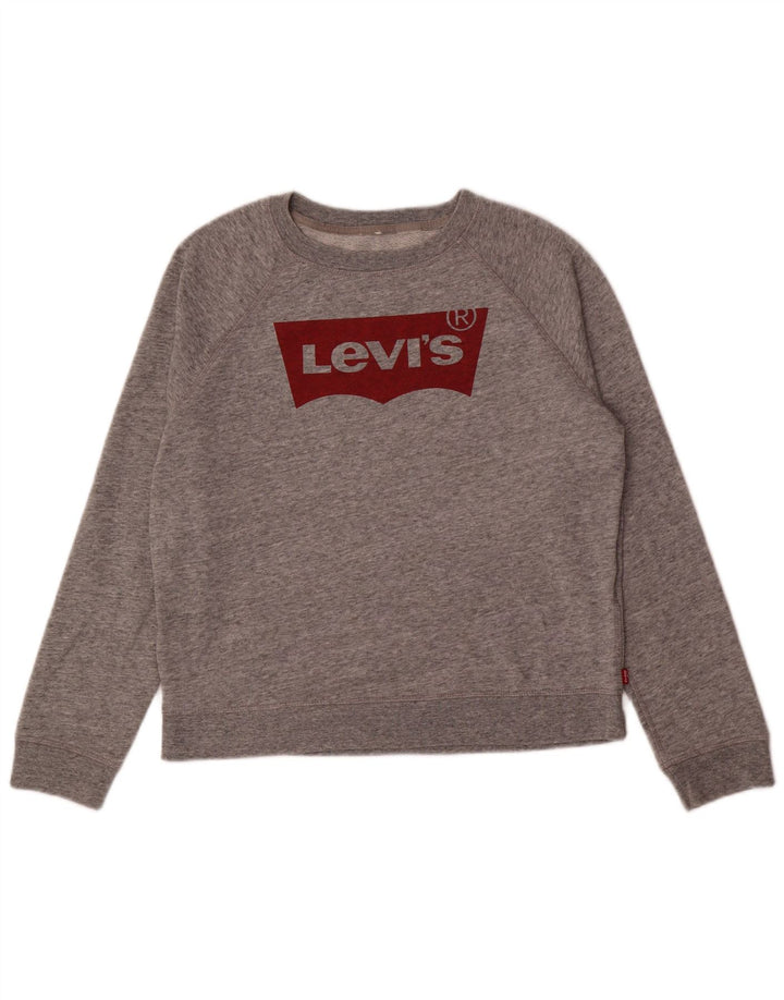 Levi's grafisk sweatshirt til kvinder UK 14 Medium Grå Flecked