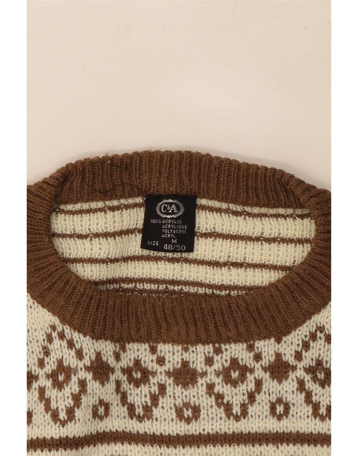 C & A Herre sweater med rund hals IT 48/50 Medium Beige Fair Isle