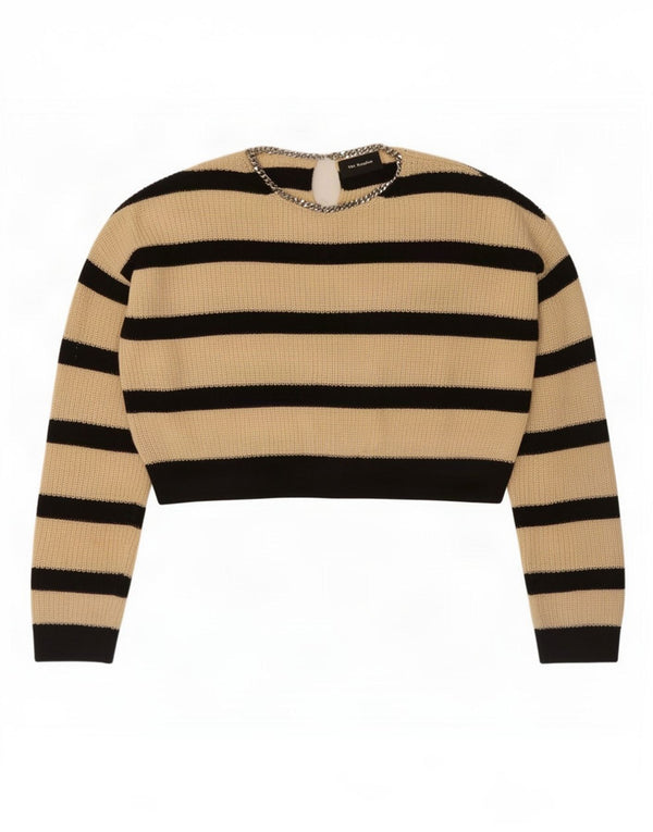 The Kooples Womens Crop Crew Neck Jumper Sweater Størrelse 1 Lille beige stribet