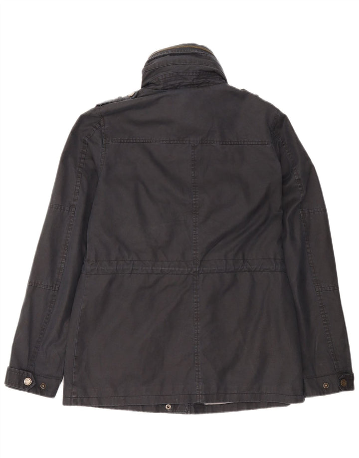 Fat Face Dame Hætte Military Jacket UK 8 Small Grey Bomuld