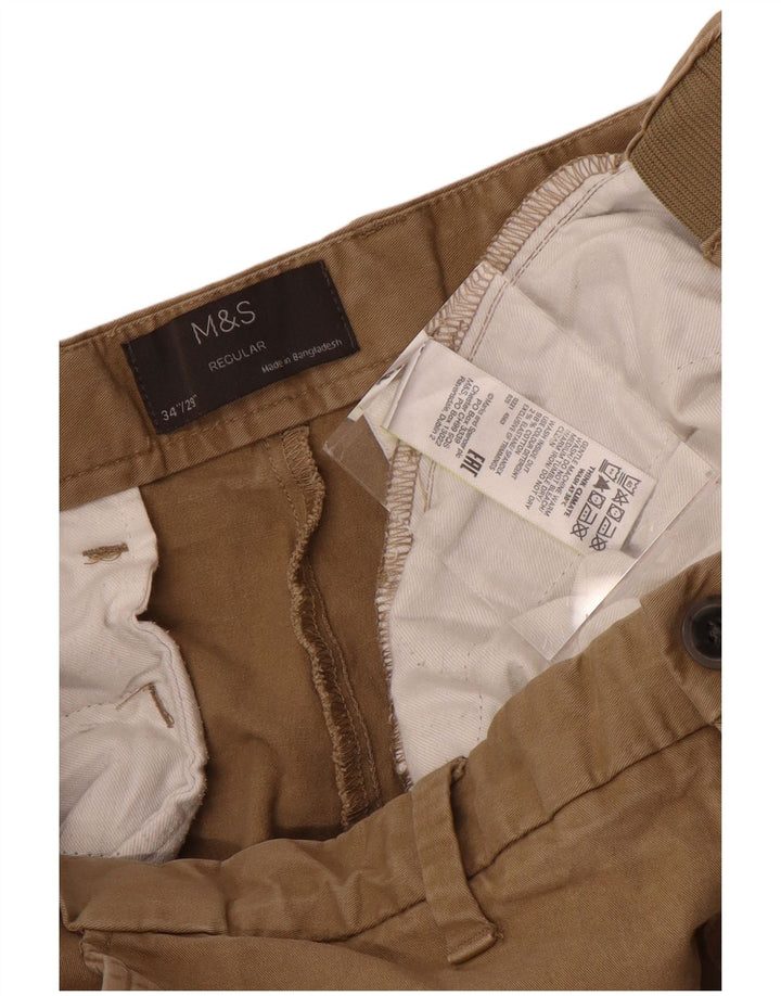 Marks & Spencer Herre Regular Chino Bukser W34 L29 Brun Bomuld