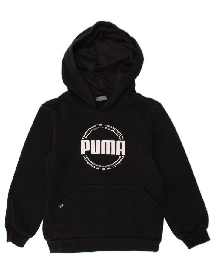 PUMA Boys Graphic Hoodie Jumper 5-6 Years Black Vintage Puma and Second-Hand Puma from Messina Hembry 