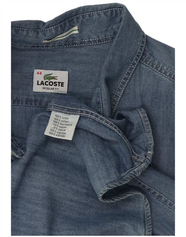 Lacoste Mens Regular Fit Denim Shirt Size 44 XL Blue Cotton
