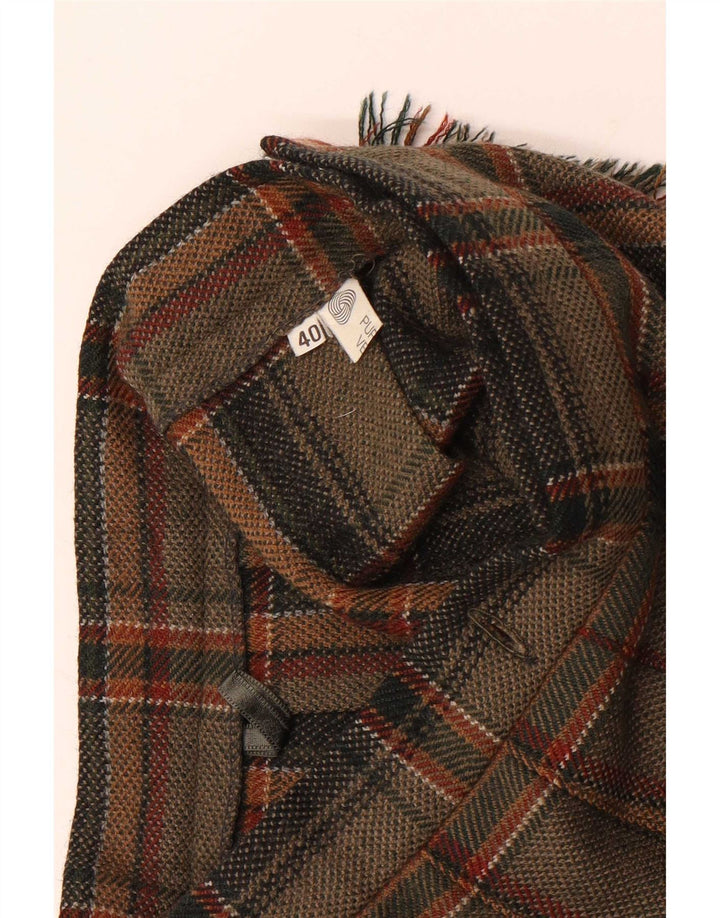 Vintage Dame Midi Wrap Nederdel IT 40 Small W24 Brun Plaid Uld
