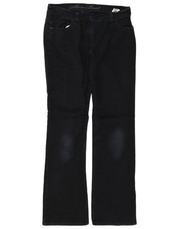 Marks & Spencer Dame Slim Bootcut Jeans UK 12 Medium W32 L30 Black Bomuld