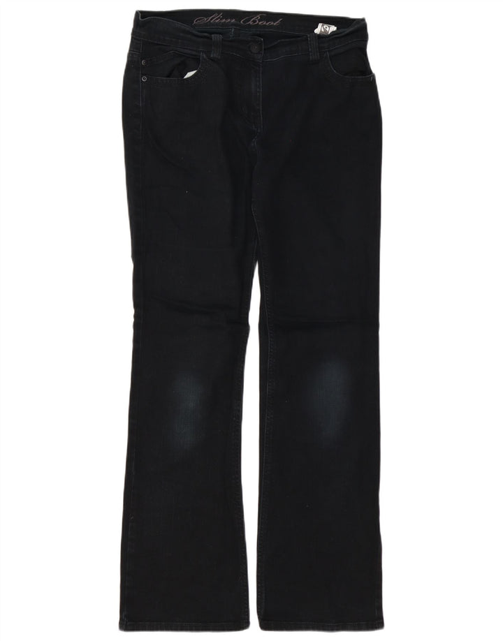 Marks & Spencer Dame Slim Bootcut Jeans UK 12 Medium W32 L30 Black Bomuld