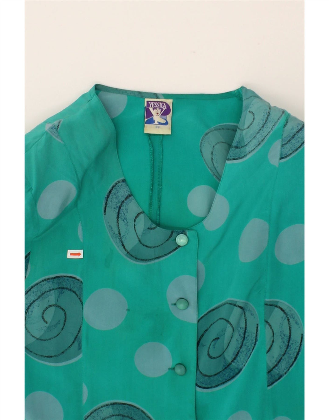 YESSICA Womens Shirt Dress EU 38 Medium Turquoise Polka Dot Silk Vintage Yessica and Second-Hand Yessica from Messina Hembry 