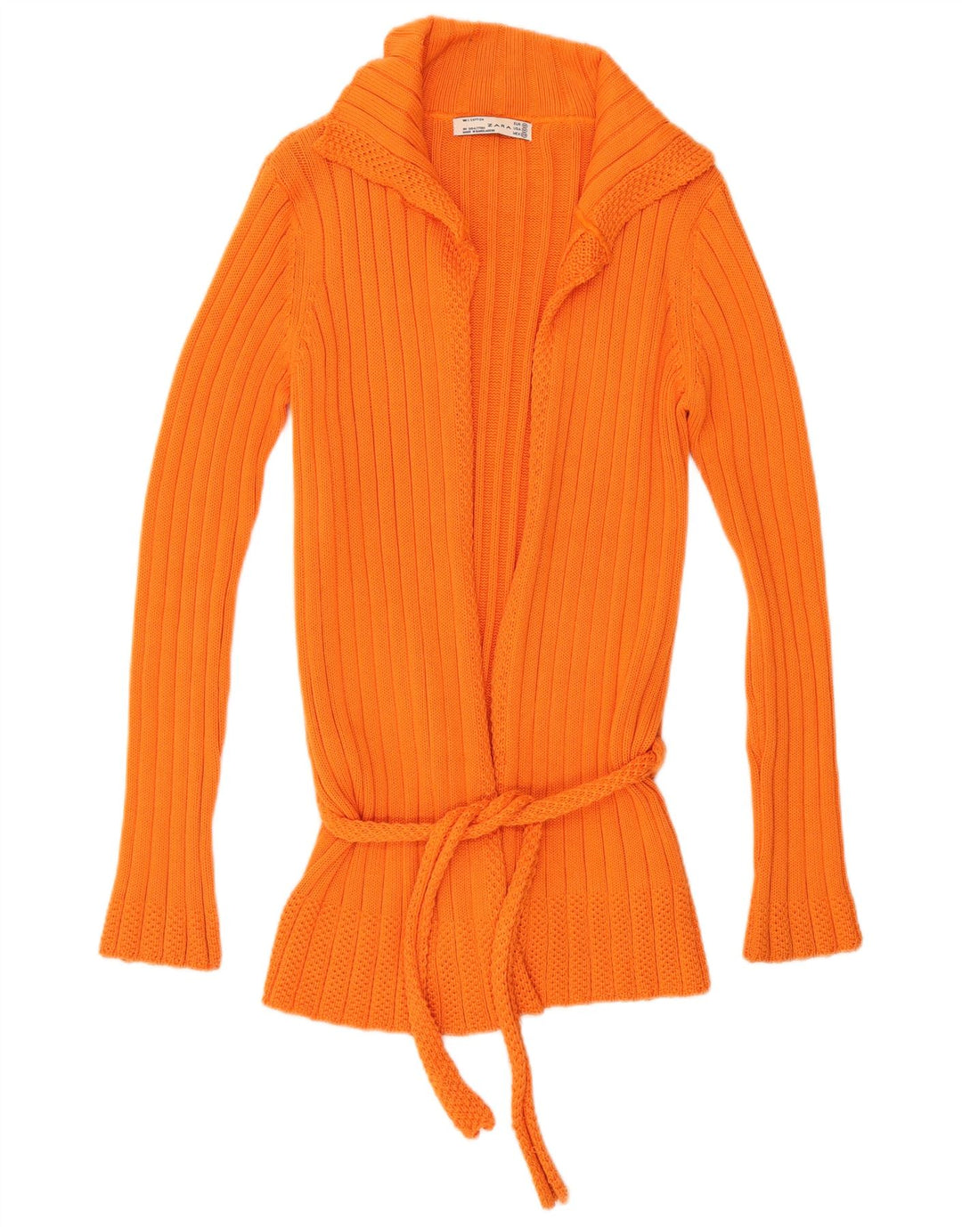 Zara Dame Cardigan Sweater UK 12 Medium Orange Bomuld