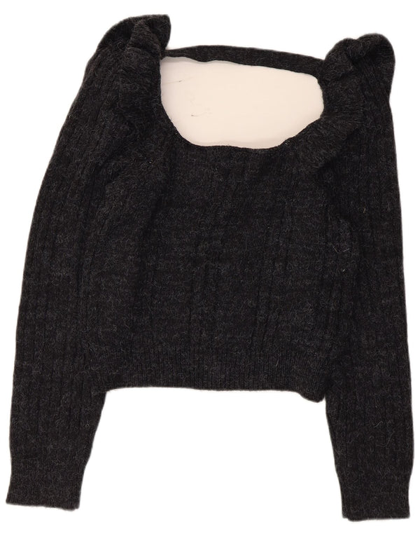 Topshop Womens Boat Neck Jumper Sweater UK 10 Small Grey Acrylic