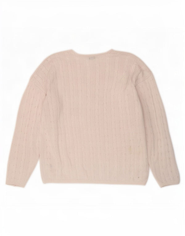 Marks & Spencer Dame Boat Neck Jumper Sweater UK 16 Large Pink Bomuld