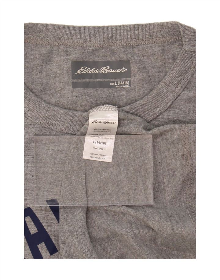 EDDIE BAUER Boys Graphic T-Shirt Top 14-15 Years Large  Grey Polyester Vintage Eddie Bauer and Second-Hand Eddie Bauer from Messina Hembry 