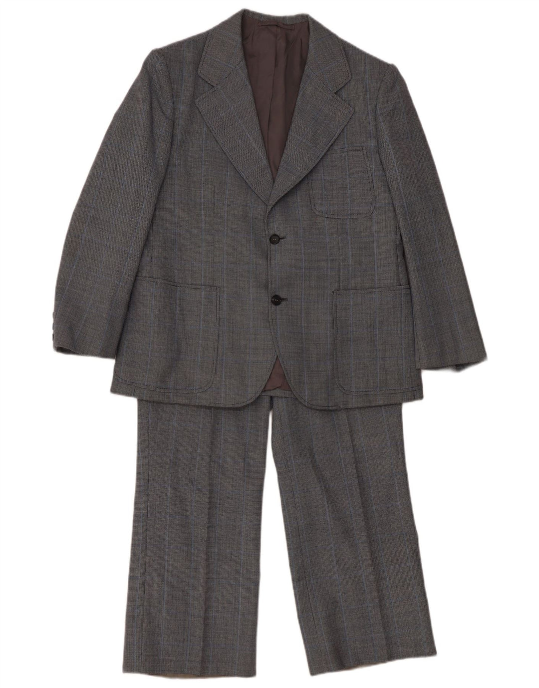 Vintage herre 2-knaps 2-delt jakkesæt UK 40 Large W36 L26 Navy Blue Check