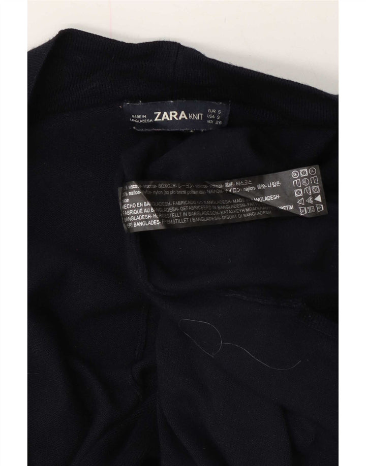 Zara Dame Oversized Longline Åben Cardigan Sweater UK 10 Small Navy Blue