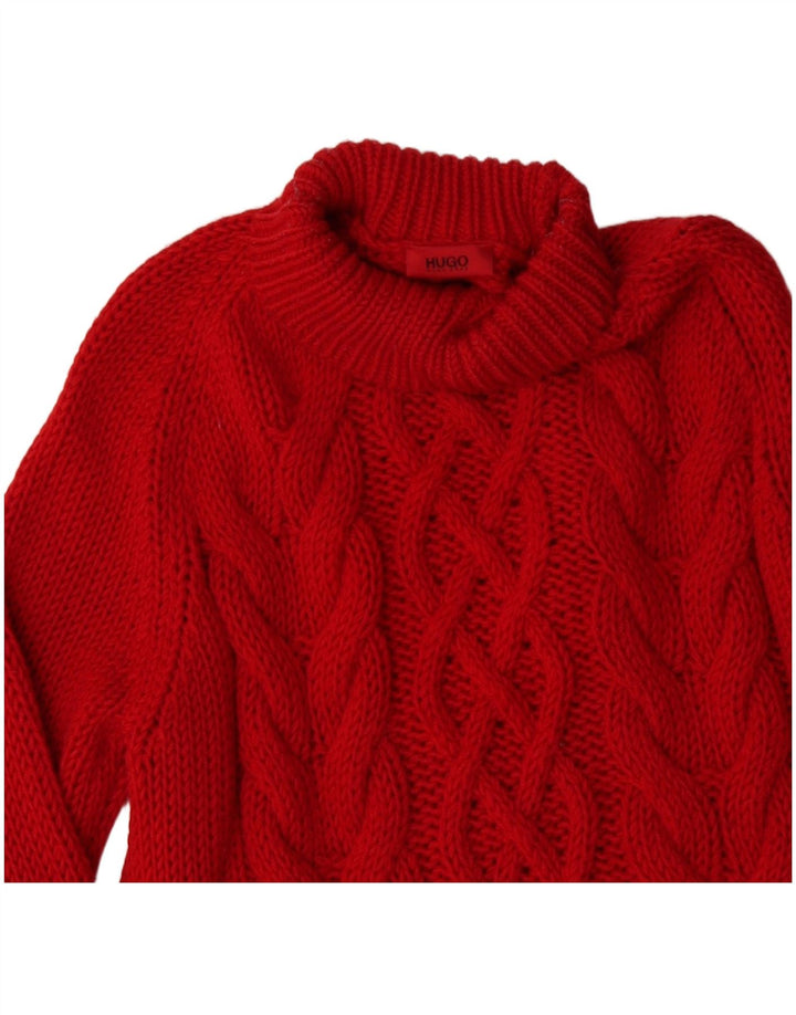HUGO BOSS Dame Turtle Neck Sweater UK 16 Large Red Wool