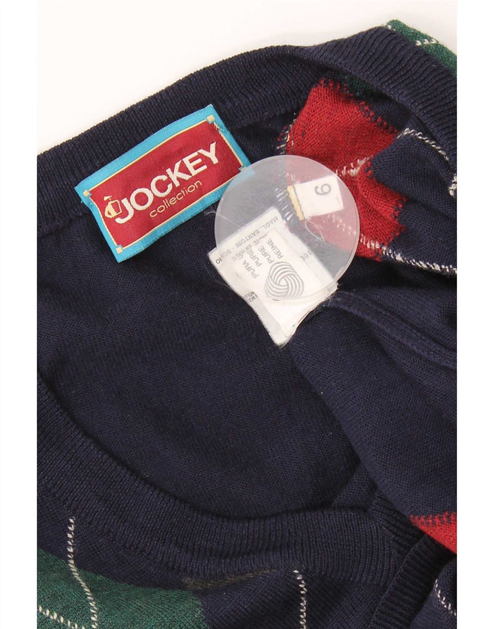 Jockey Herre V-hals Jumper Sweater Large Navy Blue Argyle/Diamond