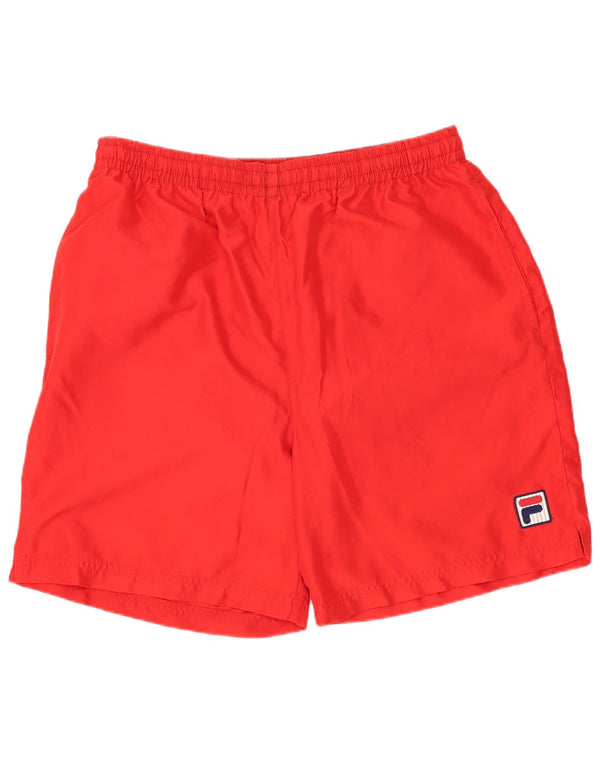 FILA Mens White Line Sport Shorts Medium  Red Polyester