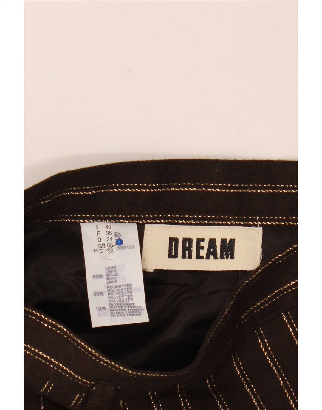 Dream Womens A-Line nederdel UK 8 Small W24 Brun stribet uld