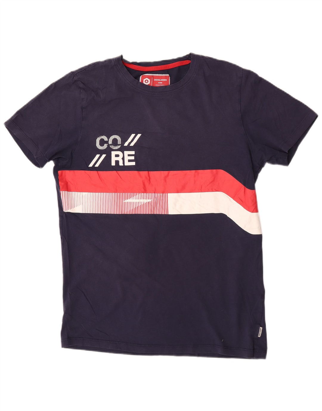 Jack & Jones Herre grafisk T-shirt Top Stor marineblå farveblok