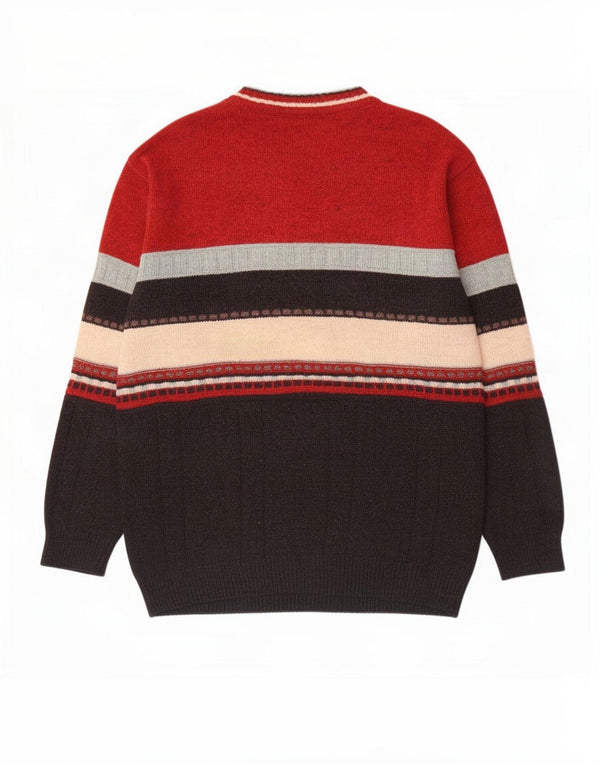 Vintage Herre Crew Neck Jumper Sweater IT 52 Large Red Colourblock Uld