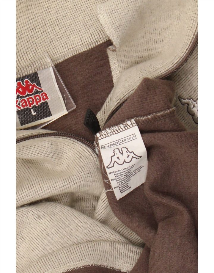 Kappa Herre Zip Neck trøje Sweater Stor Beige Flecked Bomuld