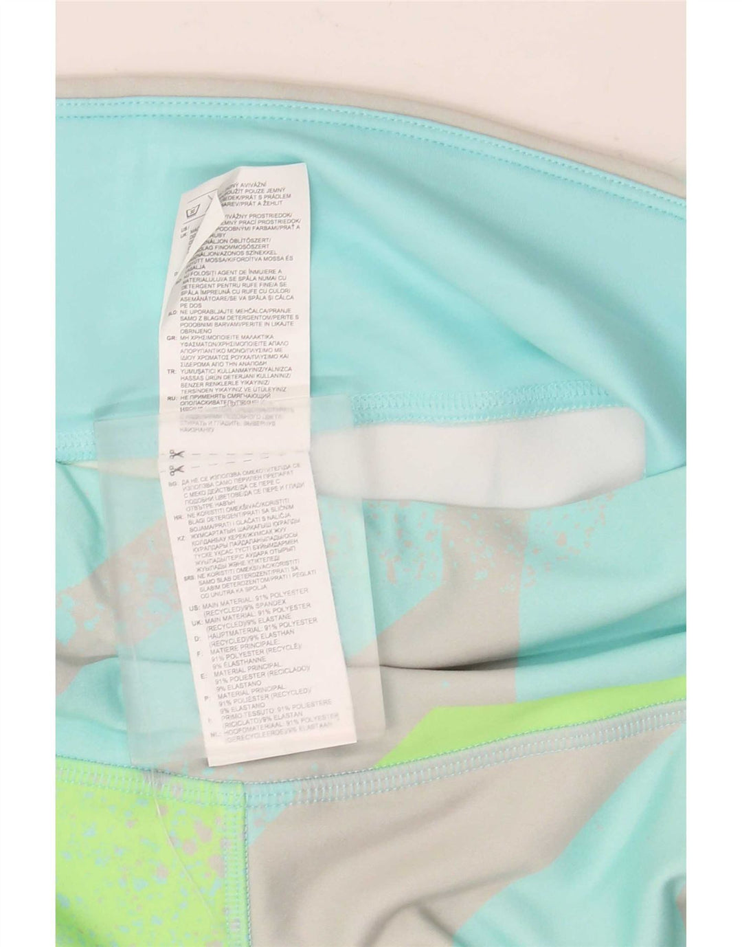 Reebok Dame Capri Leggings UK 12/14 Medium turkis geometrisk polyester