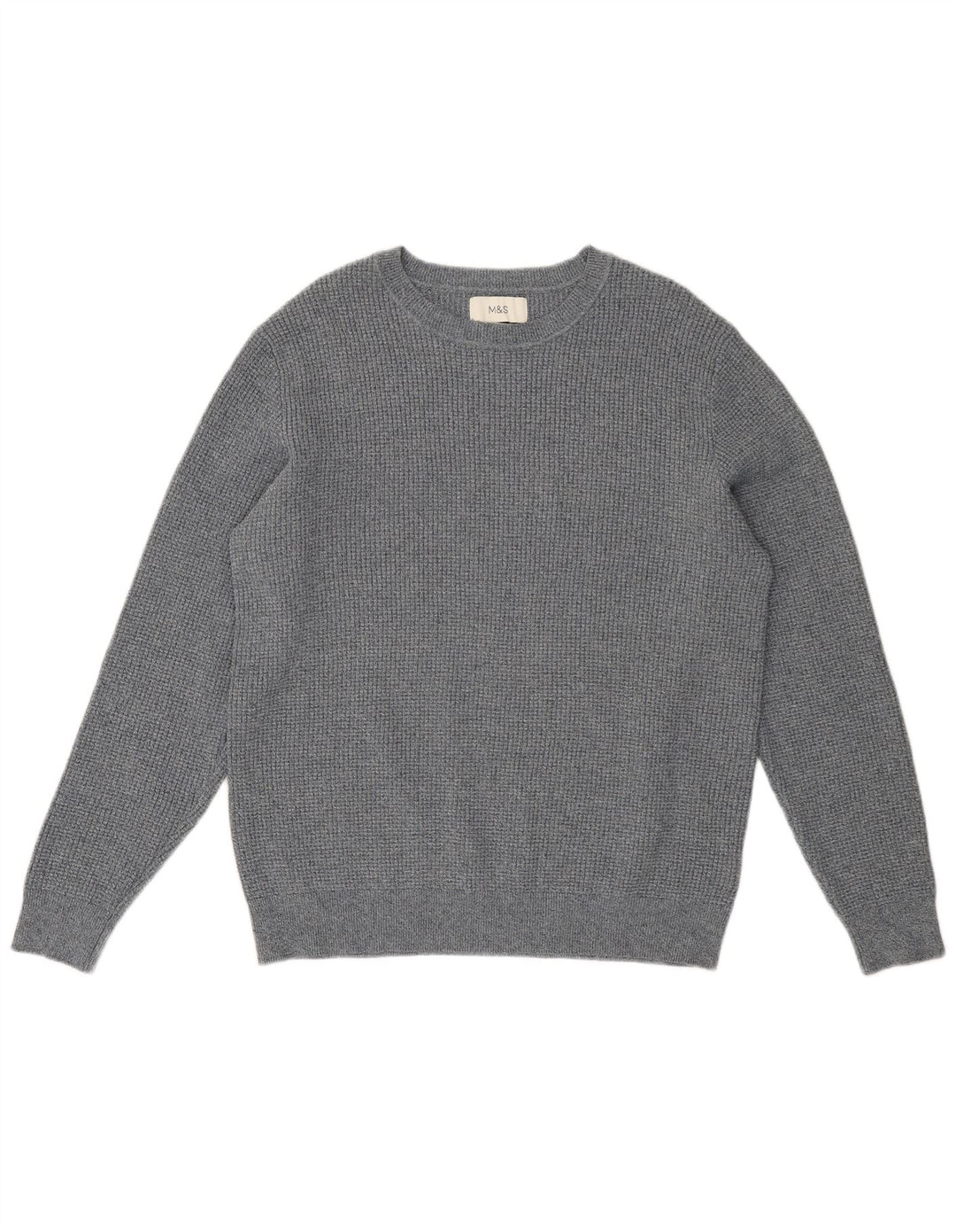 Marks & Spencer Herre Boat Neck Jumper Sweater Stor Grå Flecked Bomuld