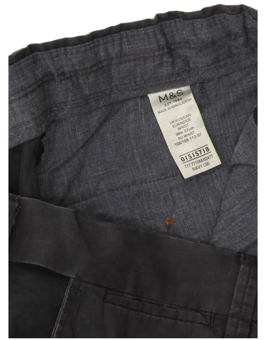Marks & Spencer Herre Chino Shorts W38 XL Marineblå Bomuld