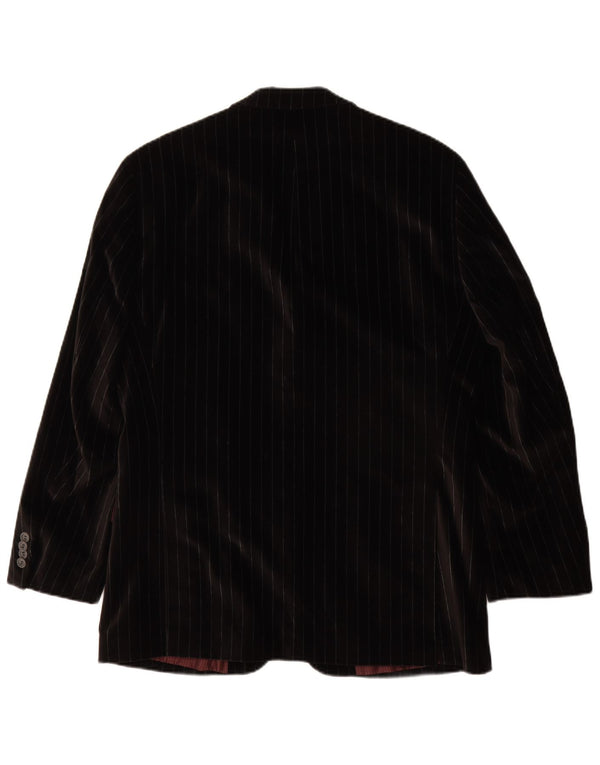 Vintage Herre 2-knaps Velvet Blazer Jacket IT 50 Stor sort stribet bomuld