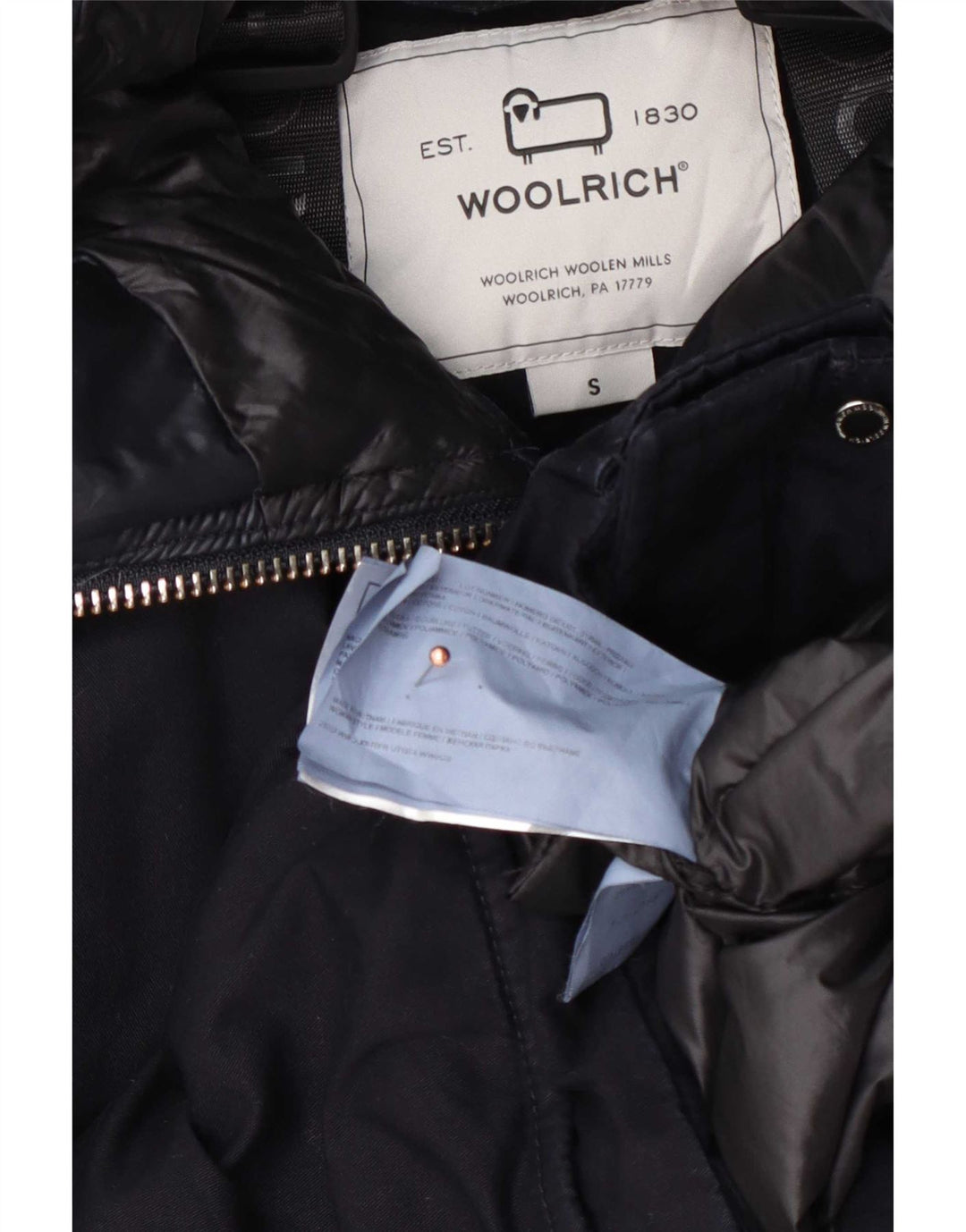 Woolrich Polstret hættejakke til kvinder UK 10 Lille marineblå bomuld