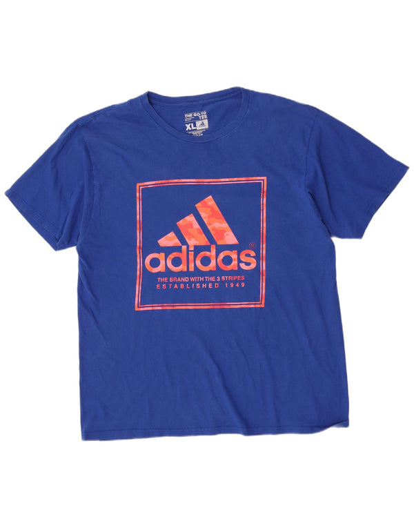 Adidas Grafisk T-shirt top til mænd XL blå bomuld