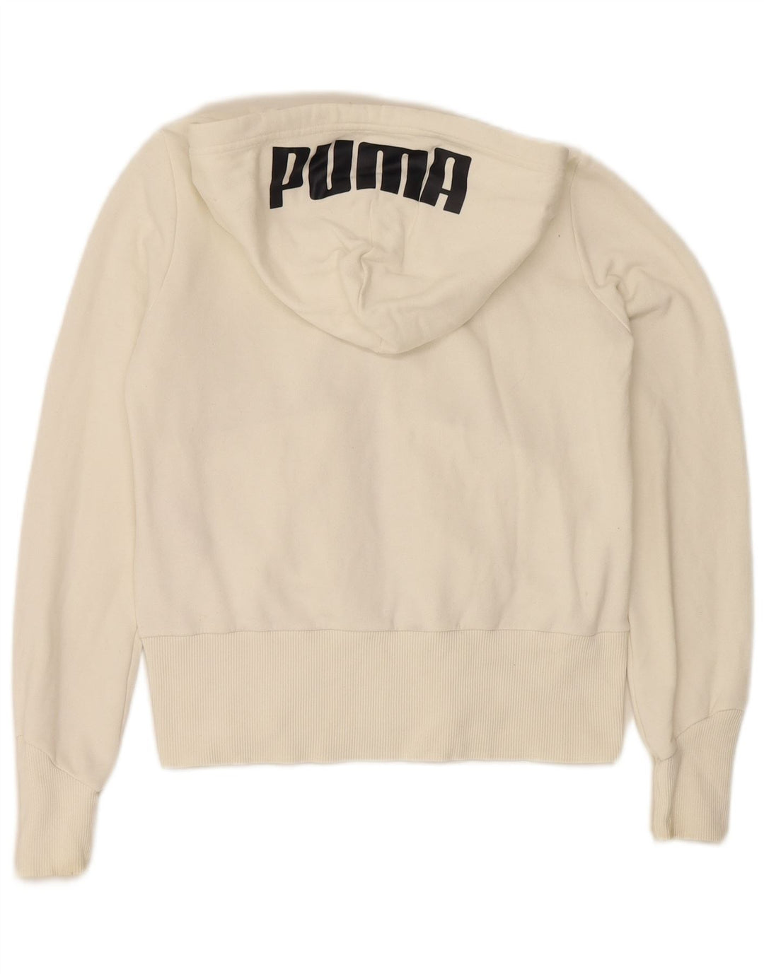 PUMA Womens Graphic Oversized Zip Hoodie Sweater UK 10 Small Off White