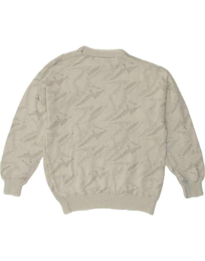VINTAGE Womens Abstract Pattern Crew Neck Jumper Sweater UK 16 Large Grey Vintage Vintage and Second-Hand Vintage from Messina Hembry 