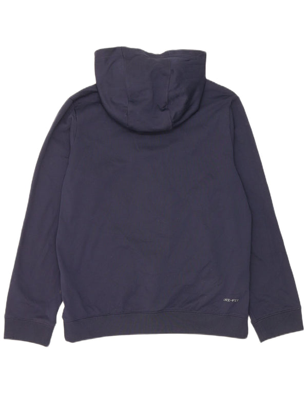 Nike drenge Dri Fit hættetrøje med lynlås 13-14 år XL marineblå farveblok