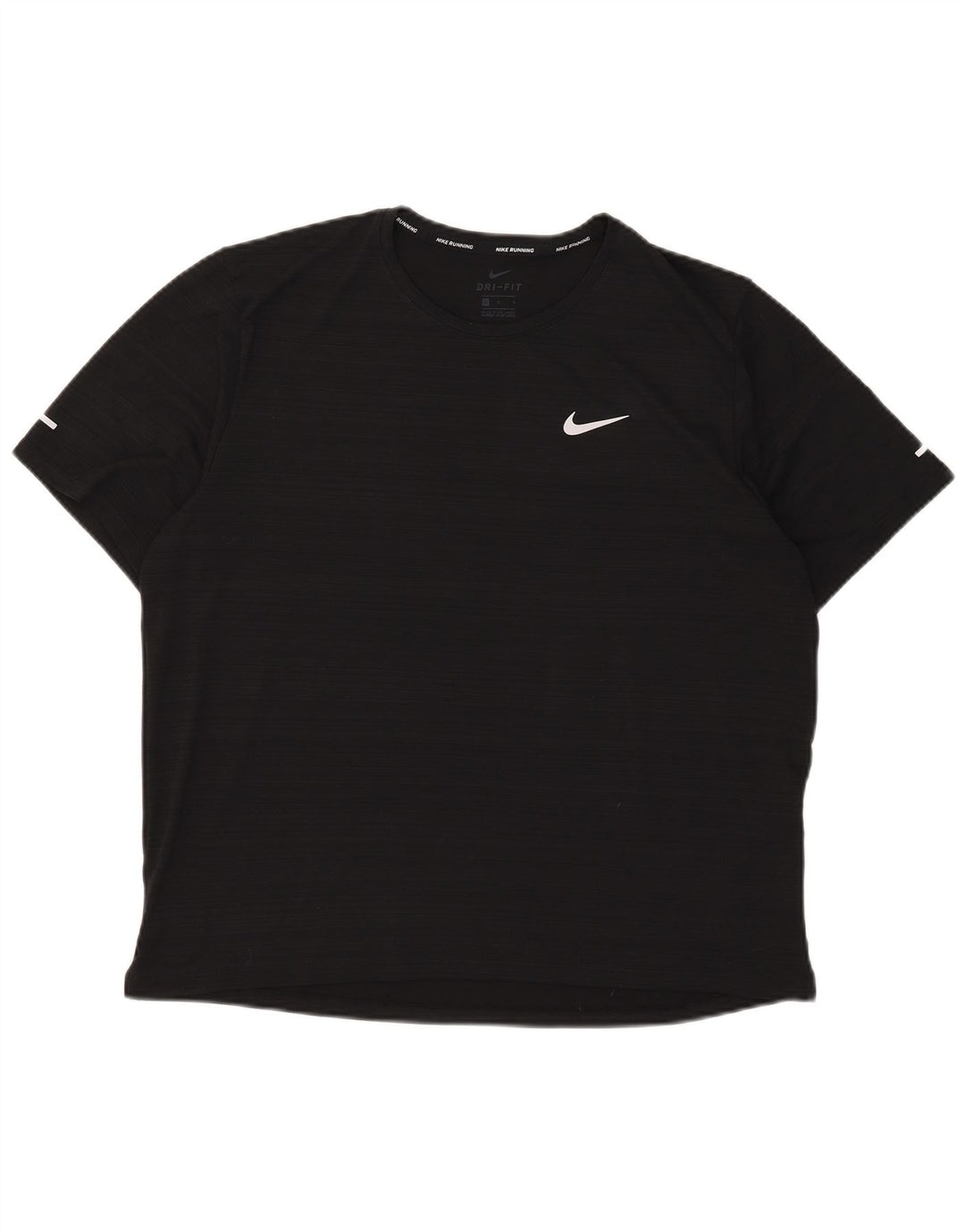 Nike Dri Fit T-shirt top til mænd, stor sort nålestribet polyester