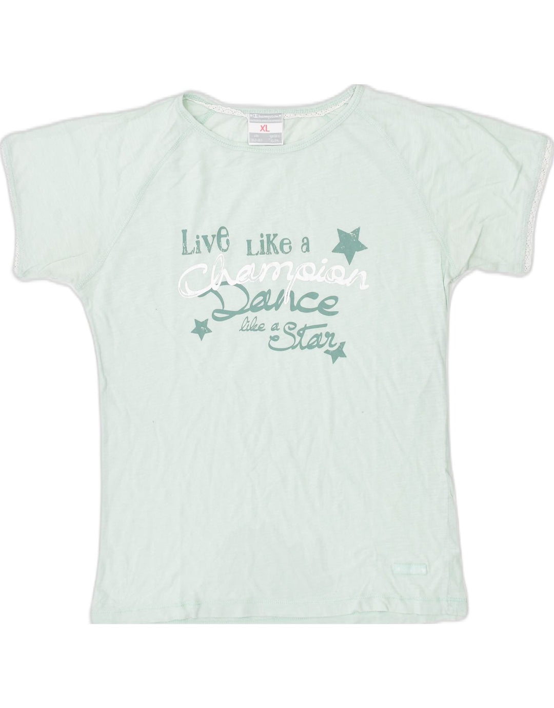 CHAMPION Girls Graphic T-Shirt Top 13-14 Years XL Blue Cotton | Vintage | Thrift | Second-Hand | Used Clothing | Messina Hembry 