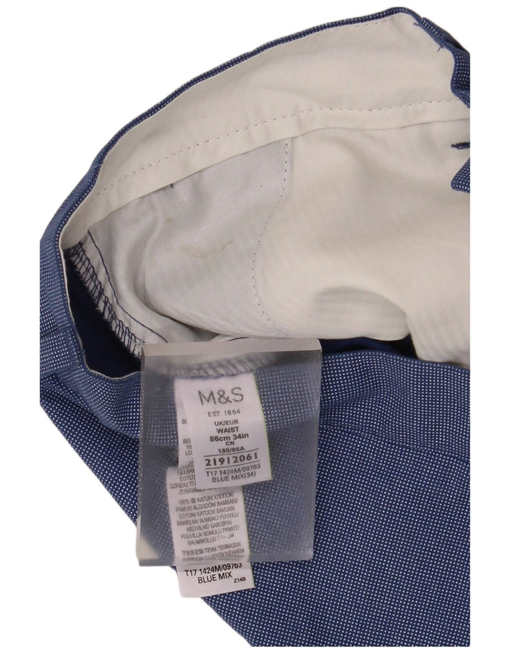 Marks & Spencer Chino-shorts til mænd W34 Stor blå plettet bomuld