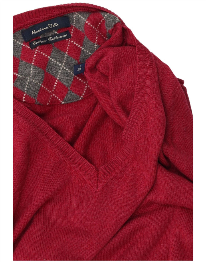 Massimo Dutti Herre V-hals sweater Stor Pink Bomuld