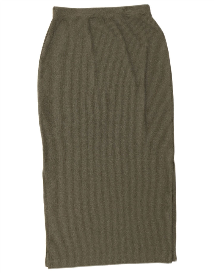 Marks & Spencer Damestrik midi-nederdel UK 12 Medium W28 Khaki Polyester