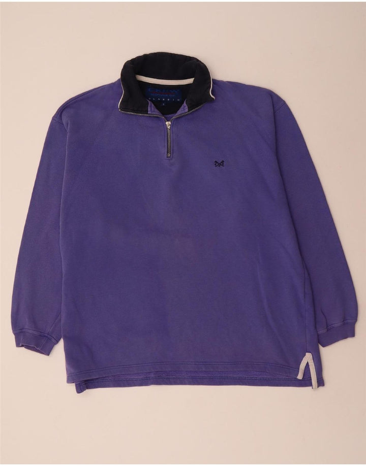 CREW TØJ Herre Zip Neck Sweatshirt Jumper Stor Lilla Bomuld