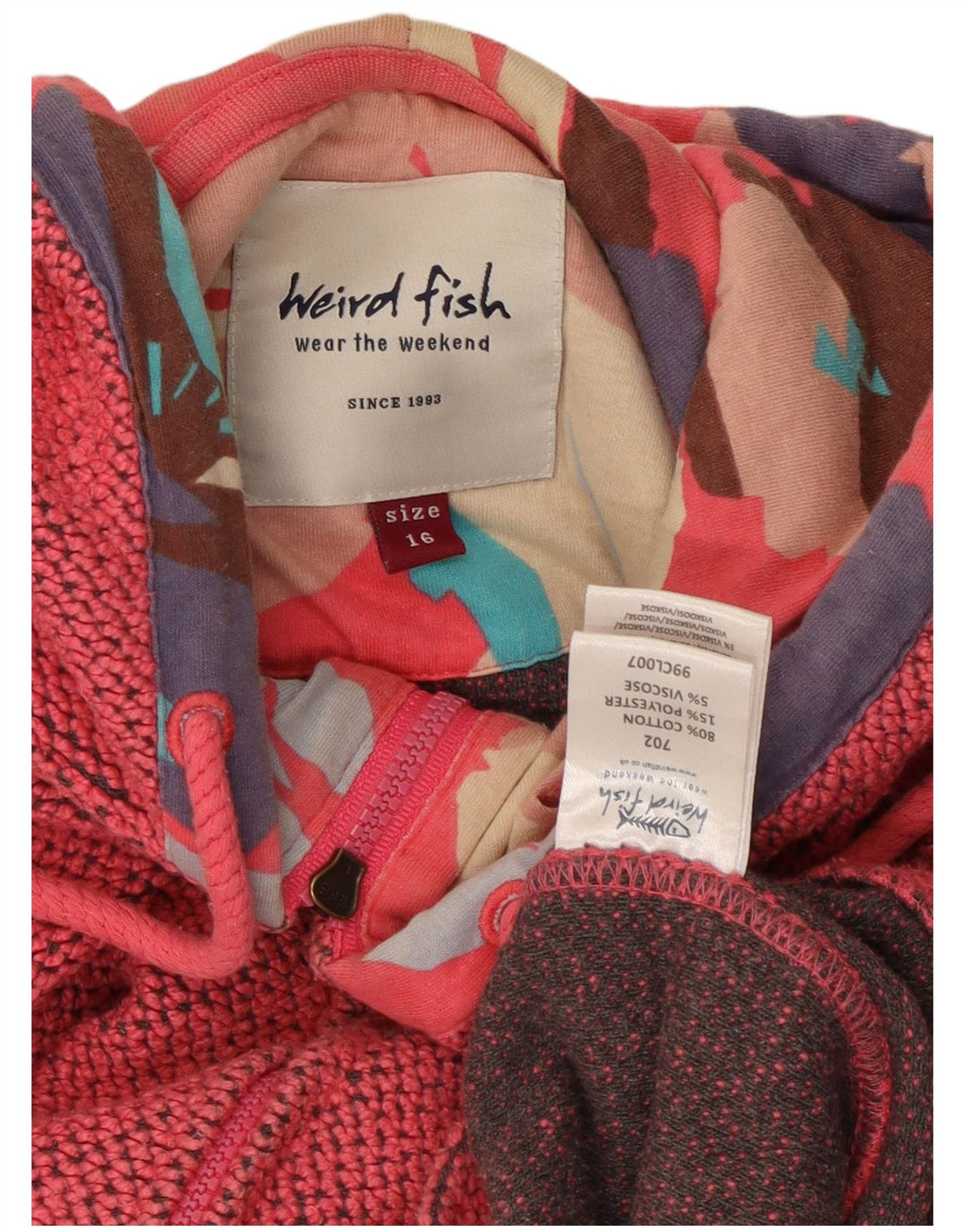 WEIRD FISH Dame-hættetrøje Sweater UK 16 Large Pink Bomuld