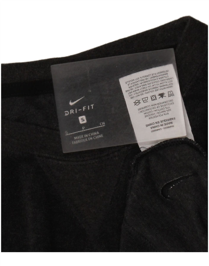 Nike Dame Dri Fit Crop Top Langærmet UK 10 Small Black Polyester