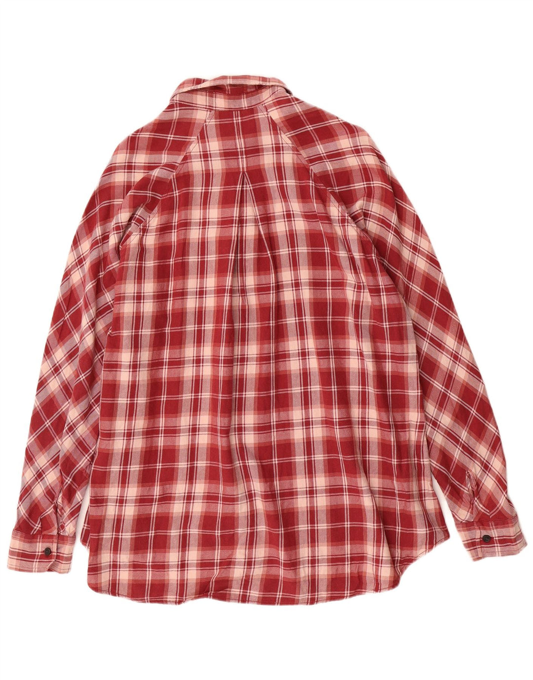 EDDIE BAUER Dame Loose Fit Longline Flannel Shirt UK 14 Medium Red Check